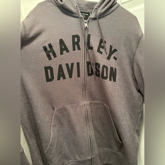 Harley-Davidson Gray Zip-Up Large Hoodie sweatshirt men’s L zipper - Picture 5 of 8